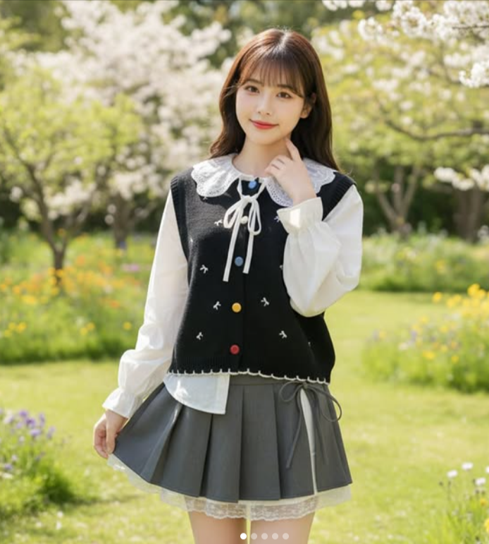 Pastel Black Knit Set + Skirt