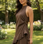 Two-Piece Asymmetrical Top & Wide-Leg Pant Set